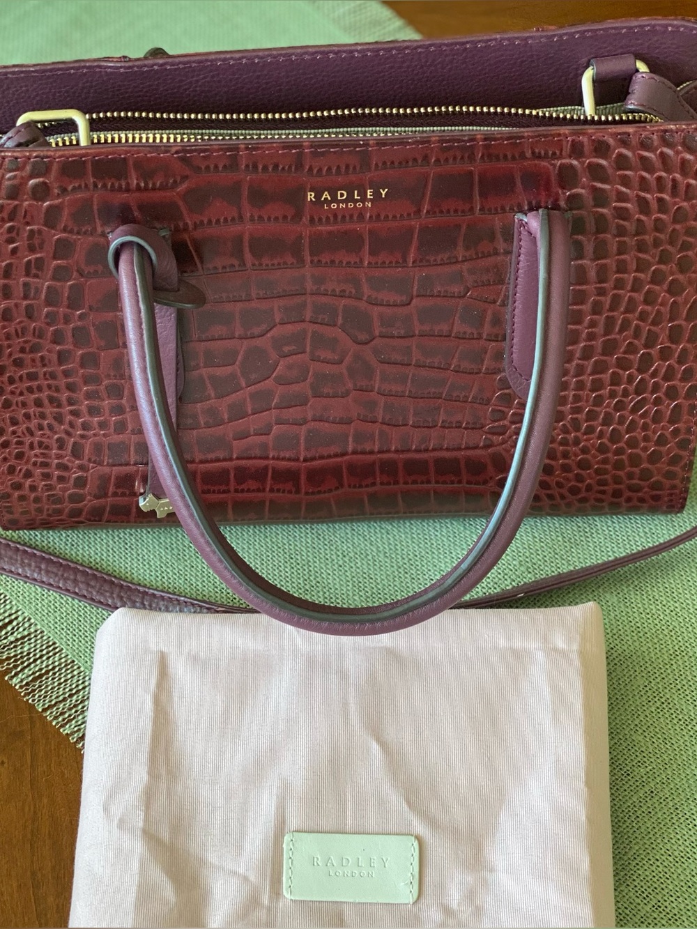 Radley London Deep Burgundy Croc-Embossed Leather Satchel & Crossbody - Picture 4 of 5